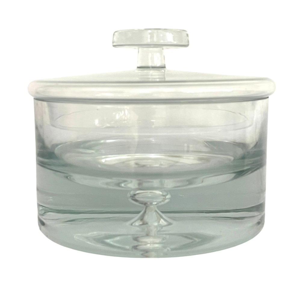 Vintage MCM Krosno Poland Biscuit Jar Apothecary Art Glass Controlled Bubble